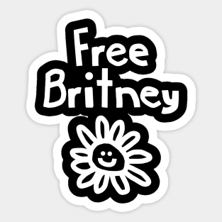 Free Britney Daisy Smiley Face White Sticker